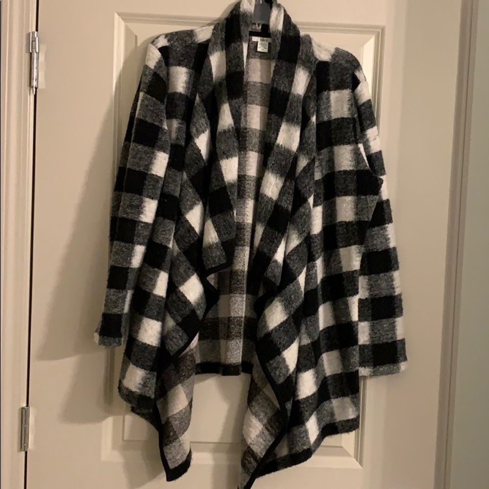 Bar III Buffalo Check Cardigan Coat